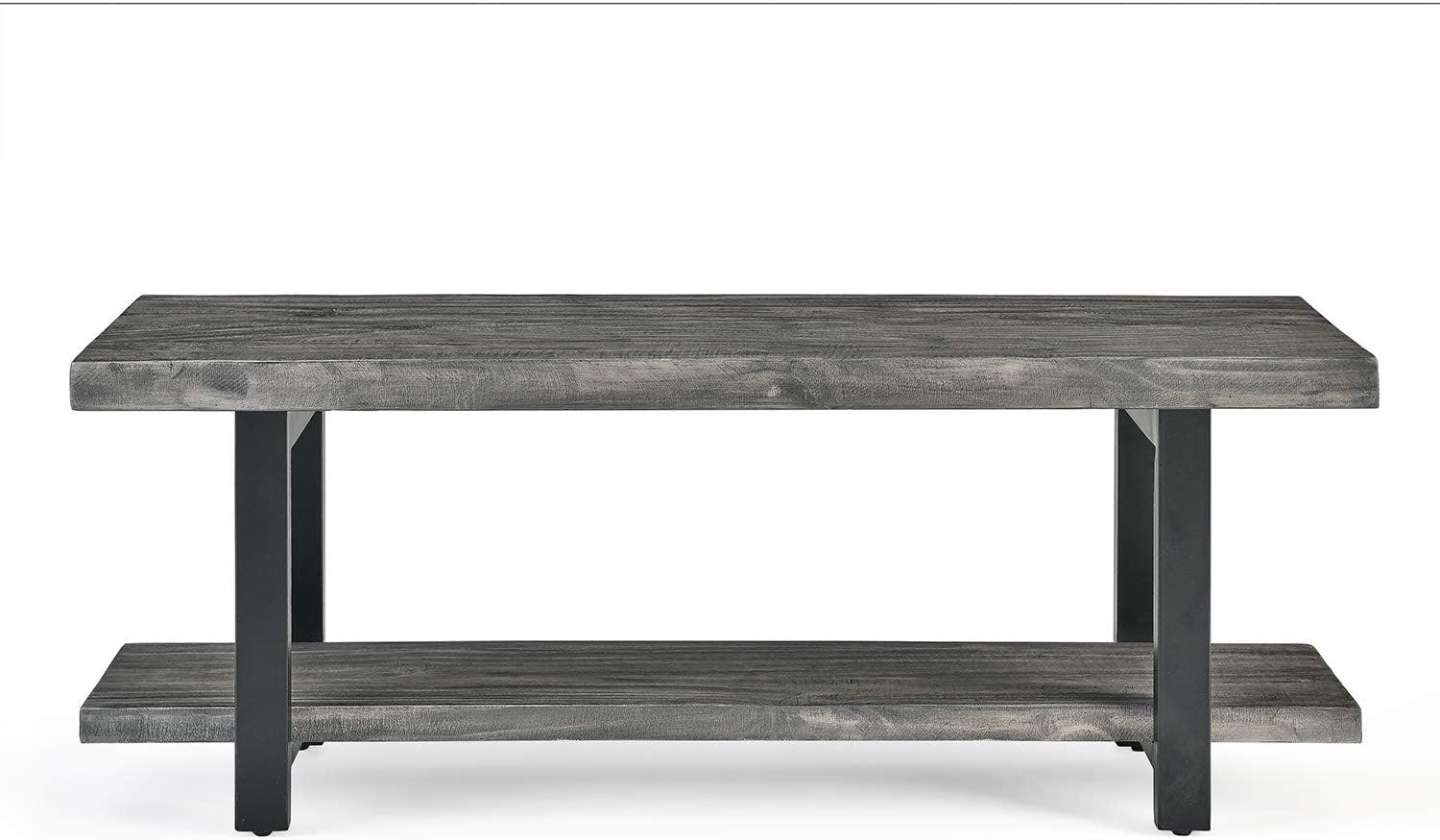 Alezzi Slate Gray Metal and Reclaimed Wood Storage Bench