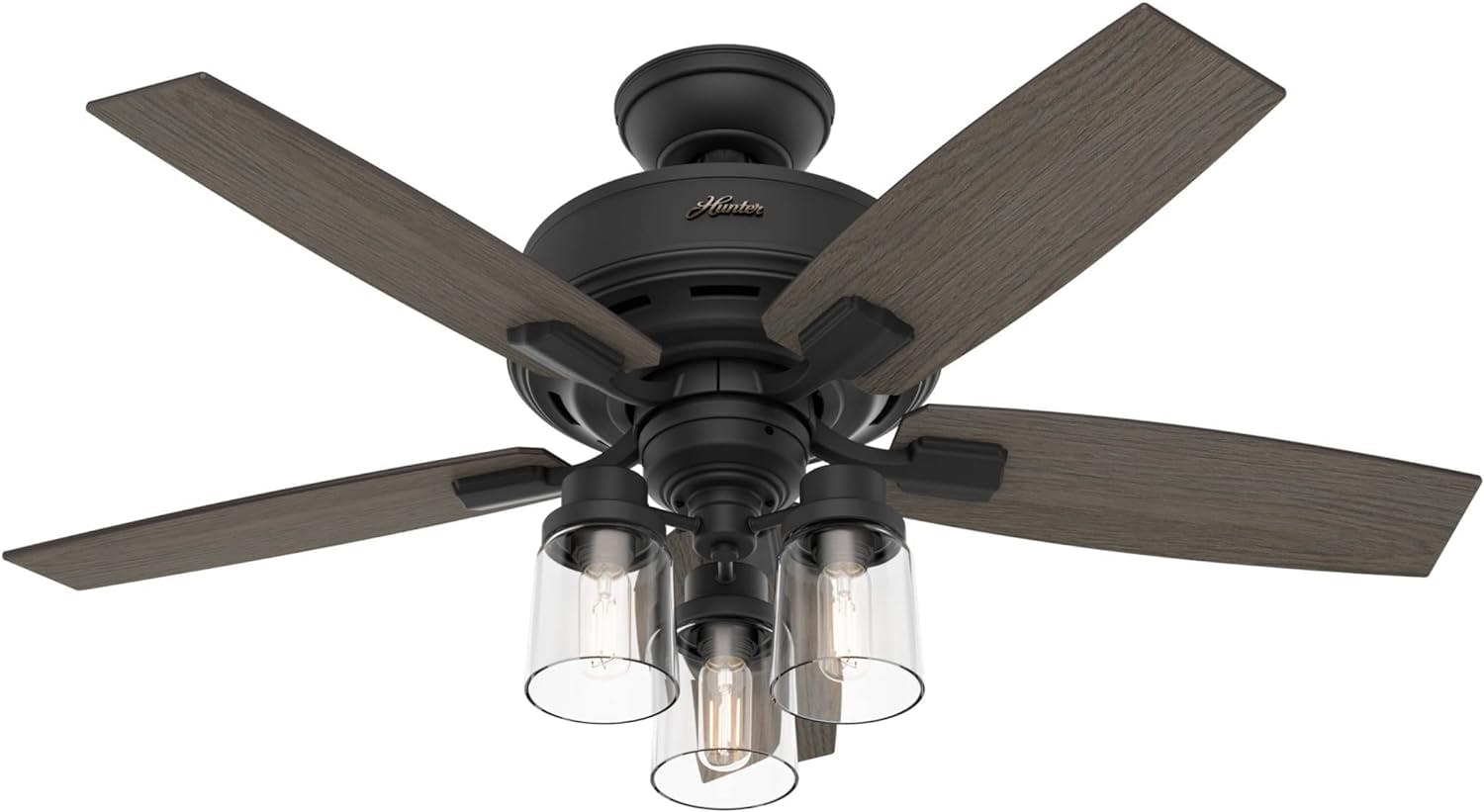 Bennett 44" Matte Black Low Profile Ceiling Fan with LED Light & Remote