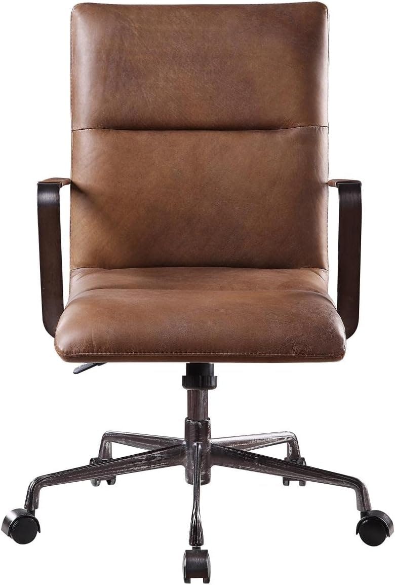 Vintage Chocolate Top Grain Leather Swivel Office Chair