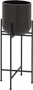 Olivia & May Modern With Stand Iron Planter Pots Black