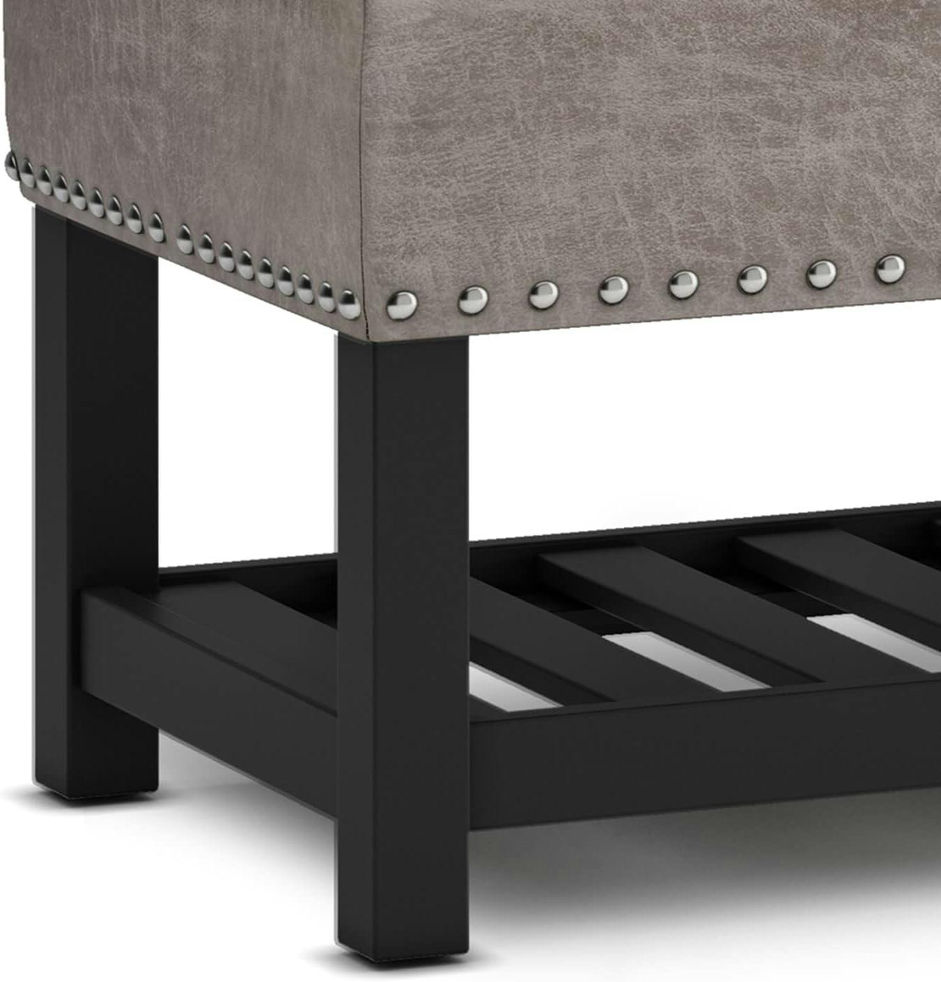 Lomond Distressed Gray Taupe Tufted Storage Ottoman Bench