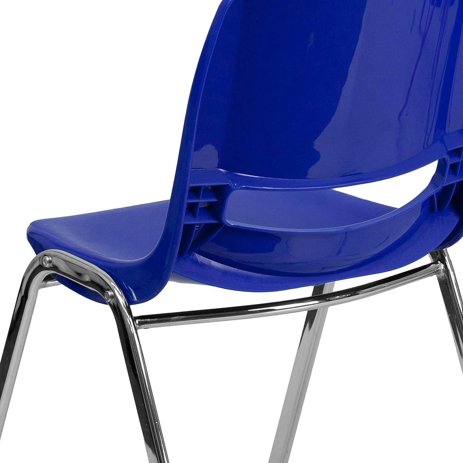 Navy Chrome Ergonomic Mid-Back Stacking Chair for Education