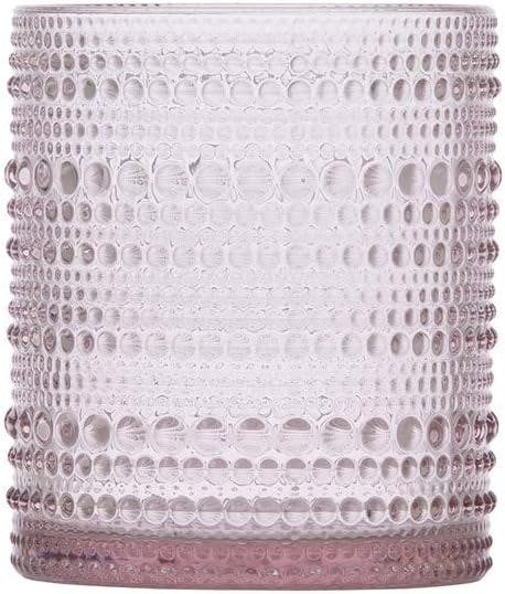 Jupiter 10oz Pink Beaded Glass Double Old Fashioned Glasses - Set of 6