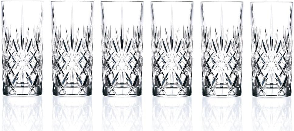 Tuscan Elegance 6-Piece Lead-Free Crystal Highball Glass Set
