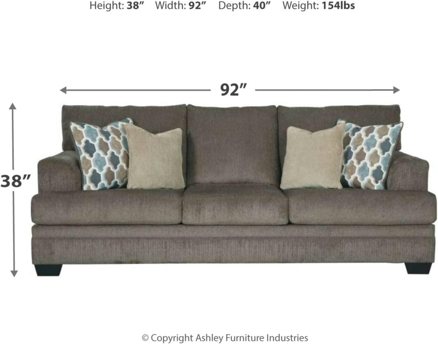 Contemporary 92'' Gray Fabric Queen Sofa with Removable Cushions