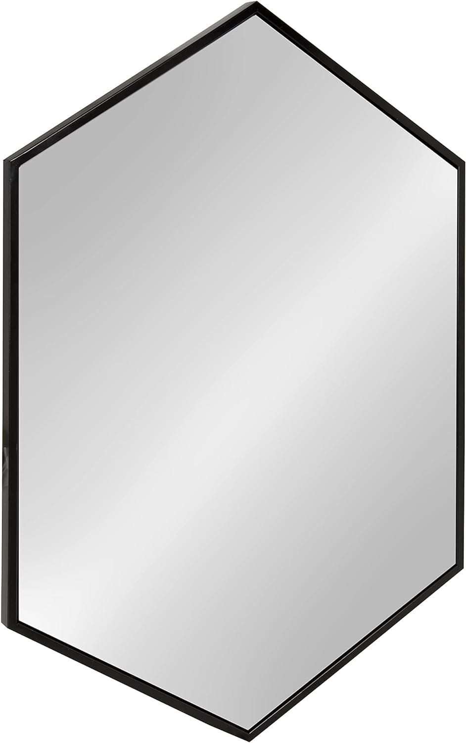 Elegant Hexagon Black Iron Wall Mirror, 31x22 Inch