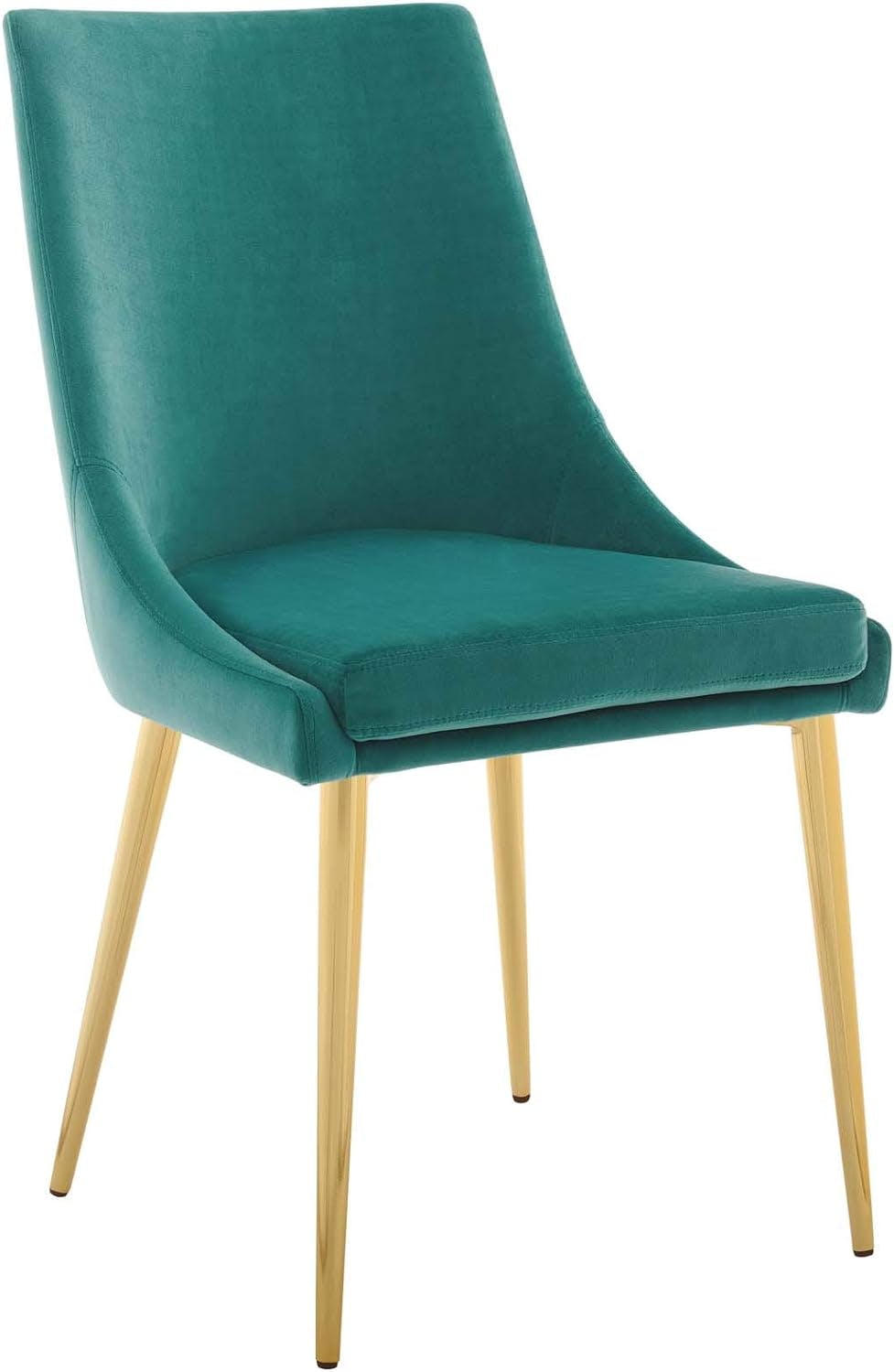 Teal Velvet Upholstered Accent Dining Chair with Metal Legs