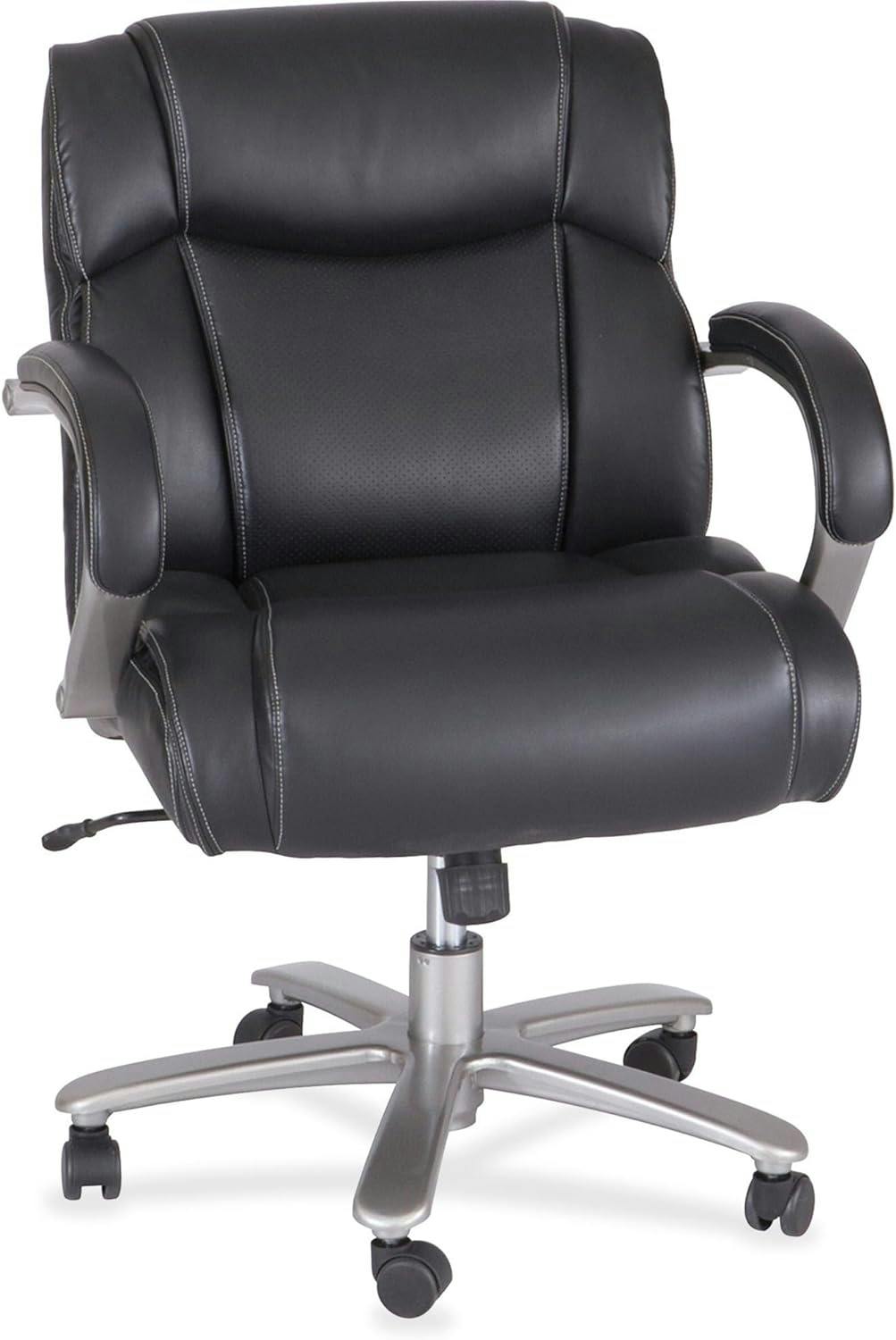 Executive High-Back Swivel Chair with Leather and Metal Accents