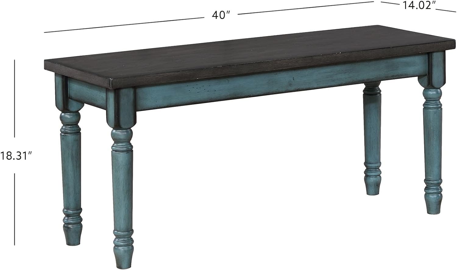 Willow 40"W Multicolor Wood Dining Bench