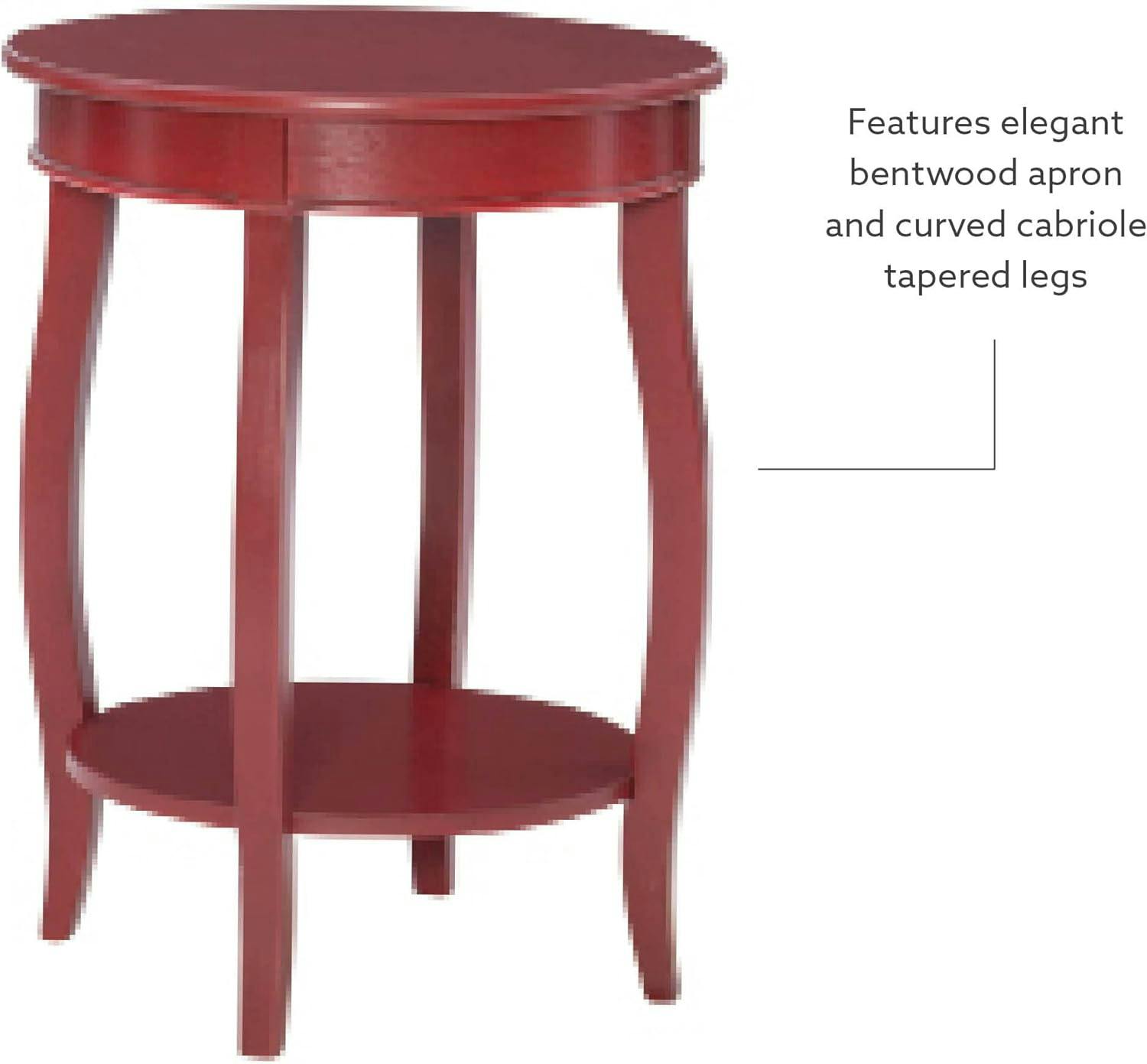 Contemporary Red Round Side Table with Lower Shelf