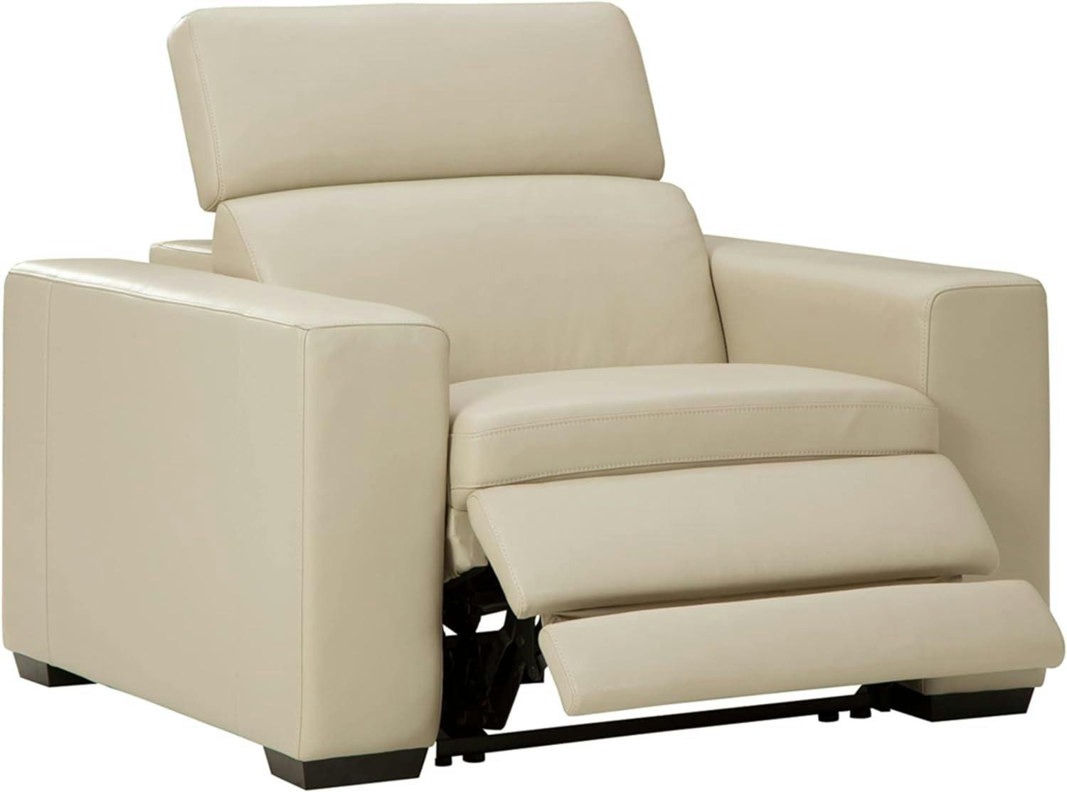 Contemporary Sand Spot 48'' Gray Leather Recliner
