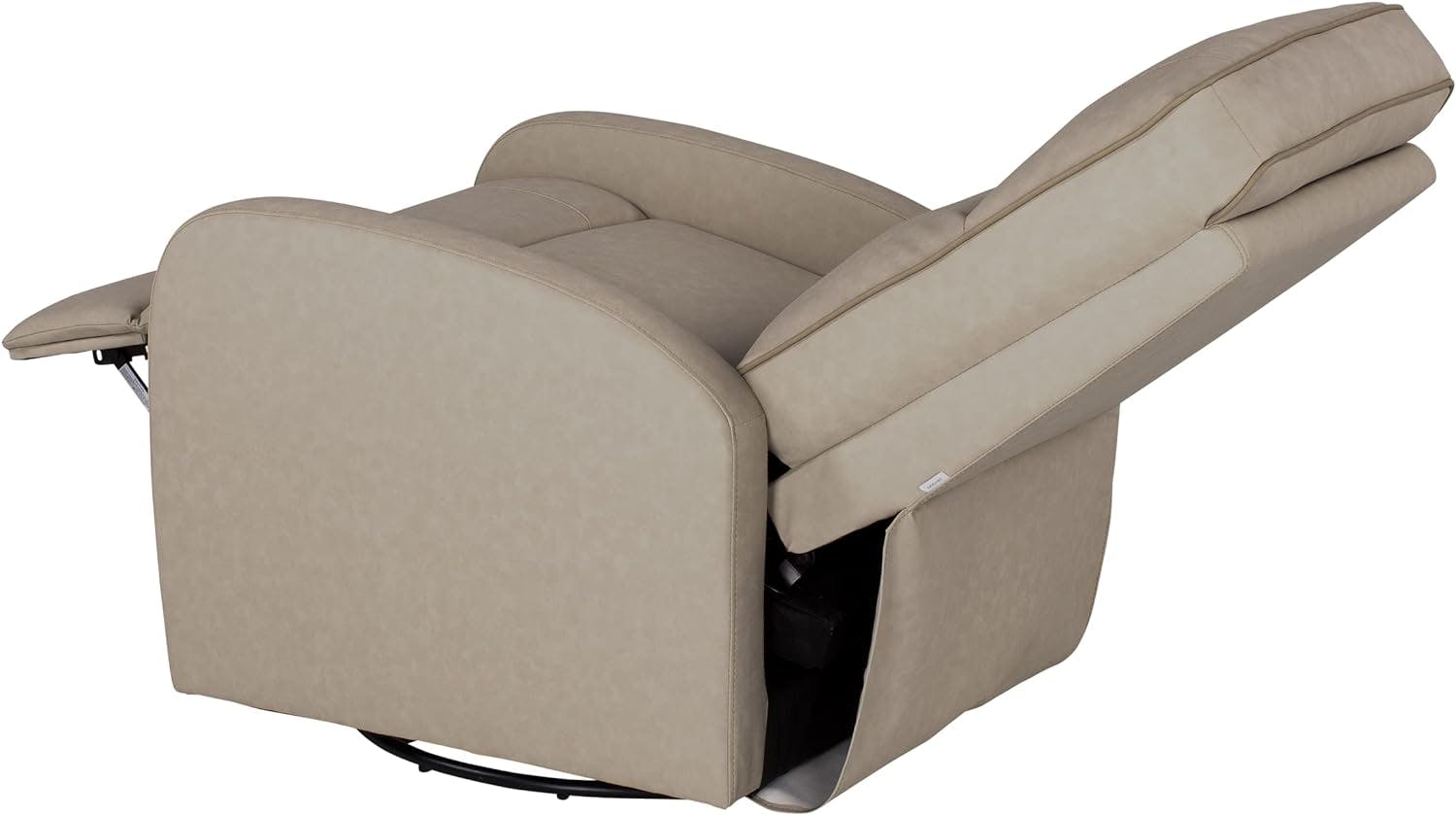 Beige Leather Swivel Pushback Recliner Armchair