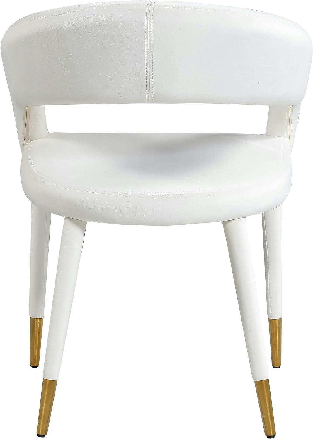 Elegant Cream Velvet Upholstered Arm Chair with Gold-Tipped Metal Legs