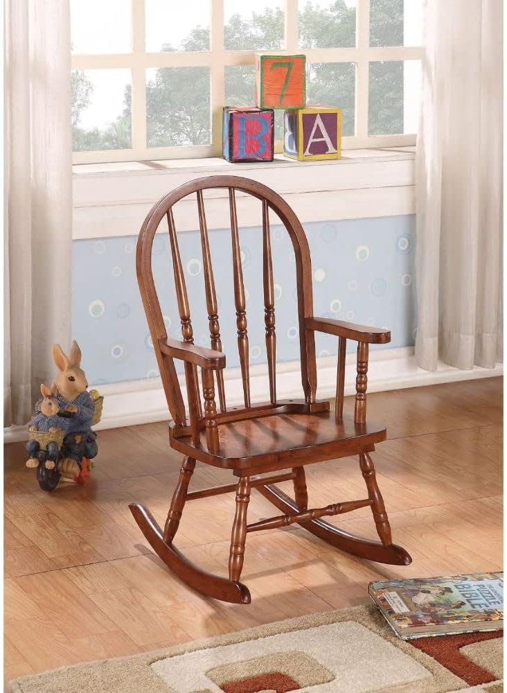 Kloris Tobacco Finish Traditional Youth Rocking Chair