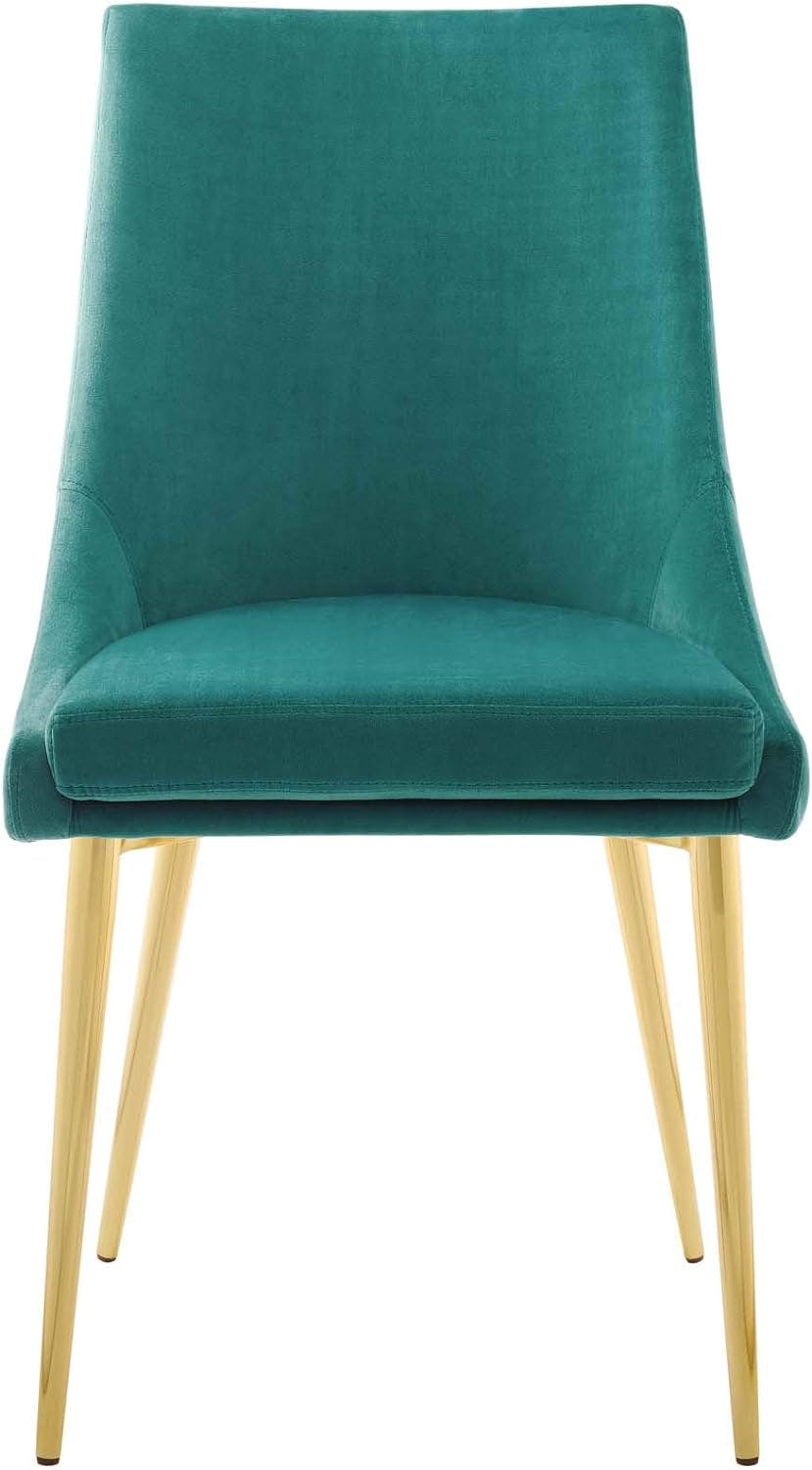 Teal Velvet Upholstered Accent Dining Chair with Metal Legs