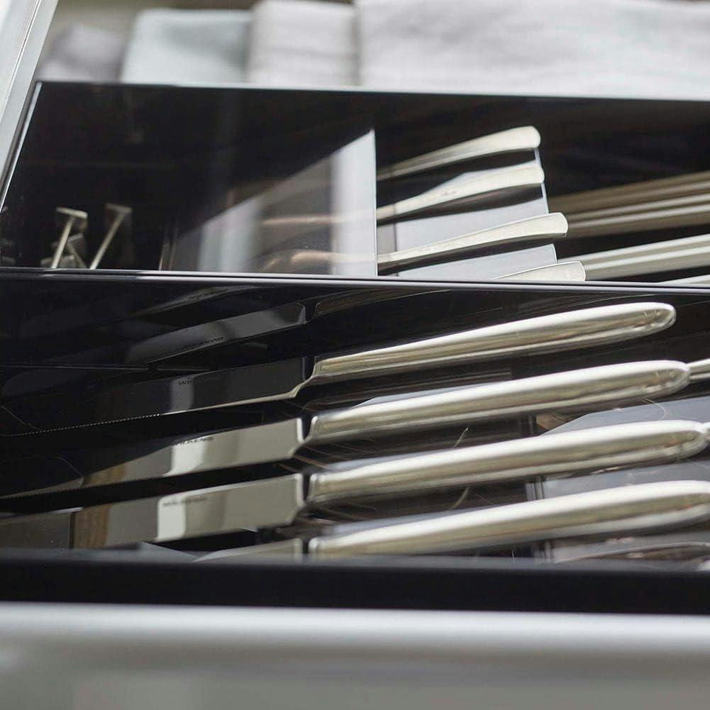 Compact Black Adjustable Plastic Cutlery Organizer Tray