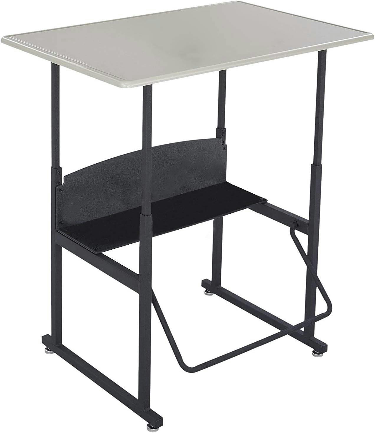 ErgoActive Black Steel Adjustable Height Standing Desk with Pendulum Footrest