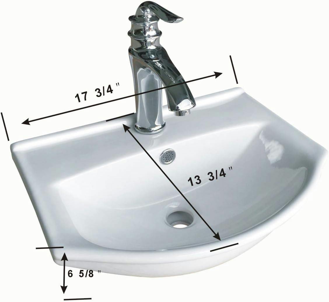 Arc 17.75" White Ceramic Wall-Mount Vessel Sink with Reno-Gloss Finish