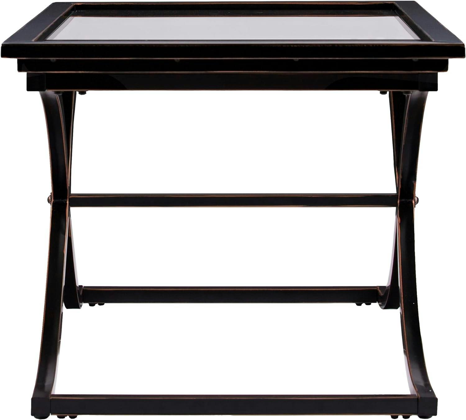Vogue Black and Copper Distressed Tempered Glass Coffee Table
