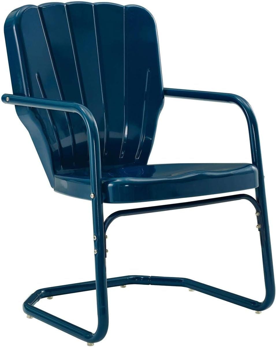 Ridgeland Retro Navy Gloss Metal Outdoor Chair - Set of 2