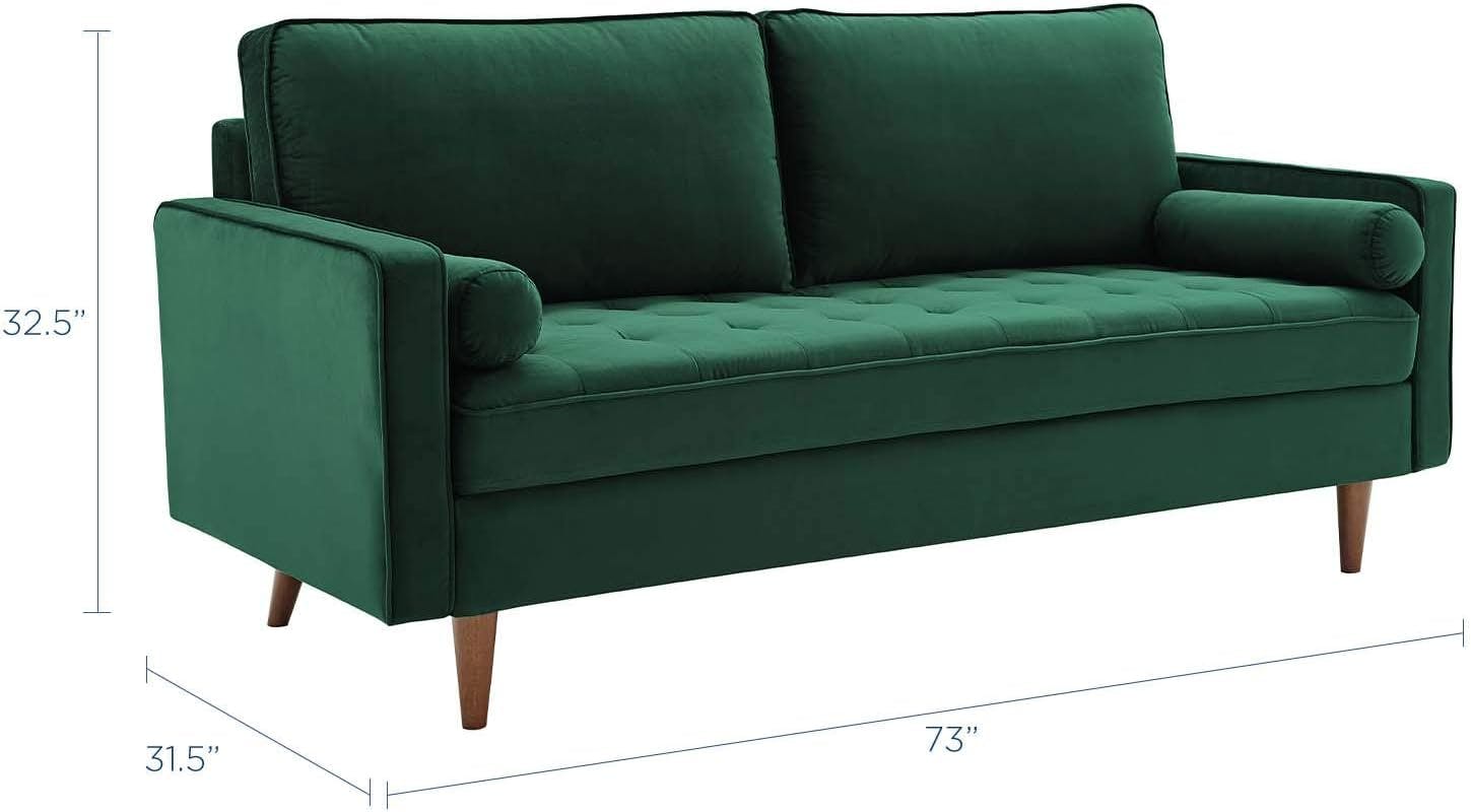 Geo 84" Green Performance Velvet Upholstered Sofa