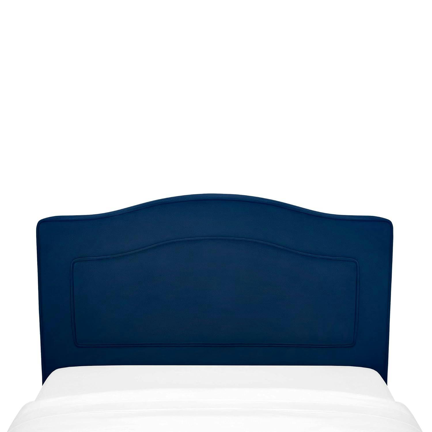 Navy Blue Velvet Upholstered Twin Platform Bed with Pine Frame
