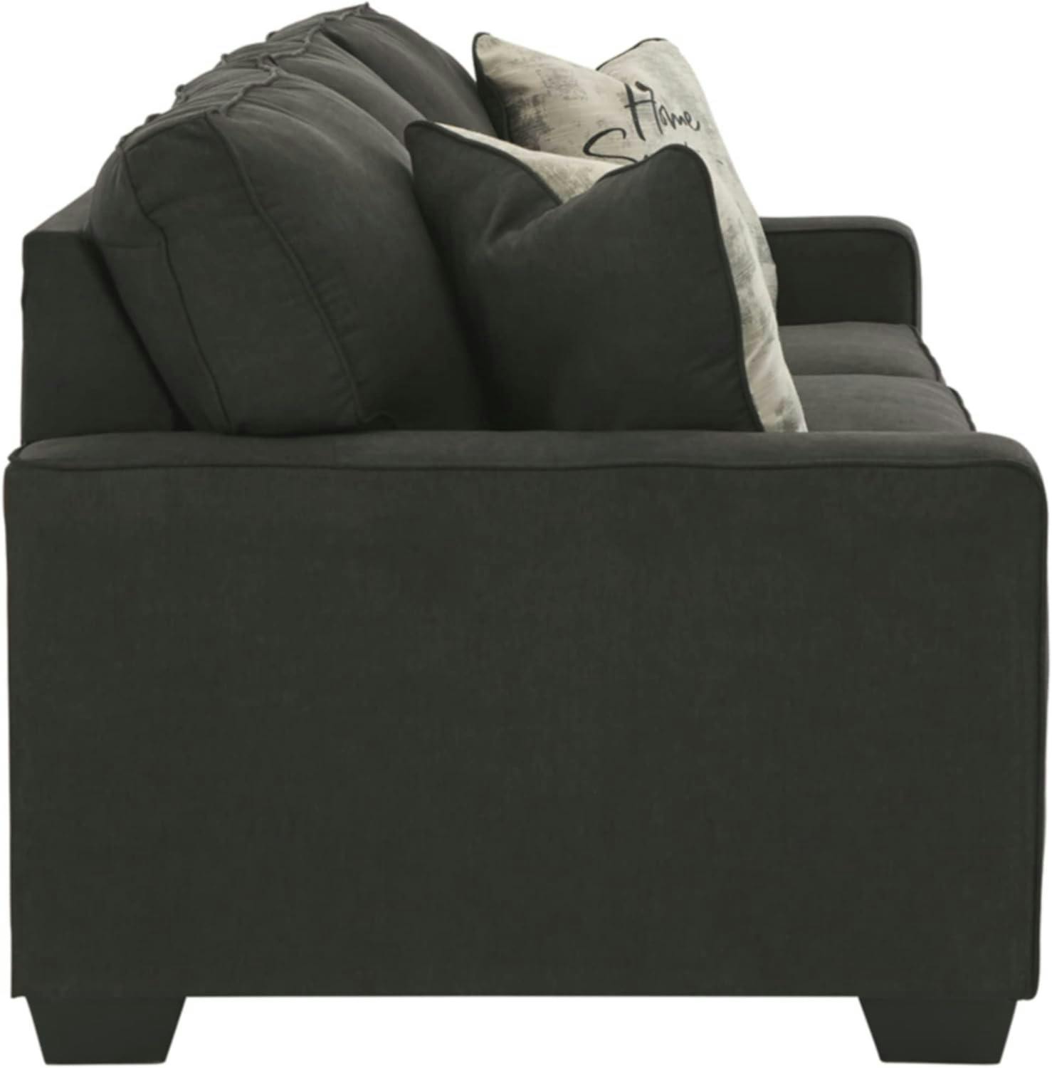 Lucina Charcoal 85" Contemporary Microfiber Sofa with Removable Cushions