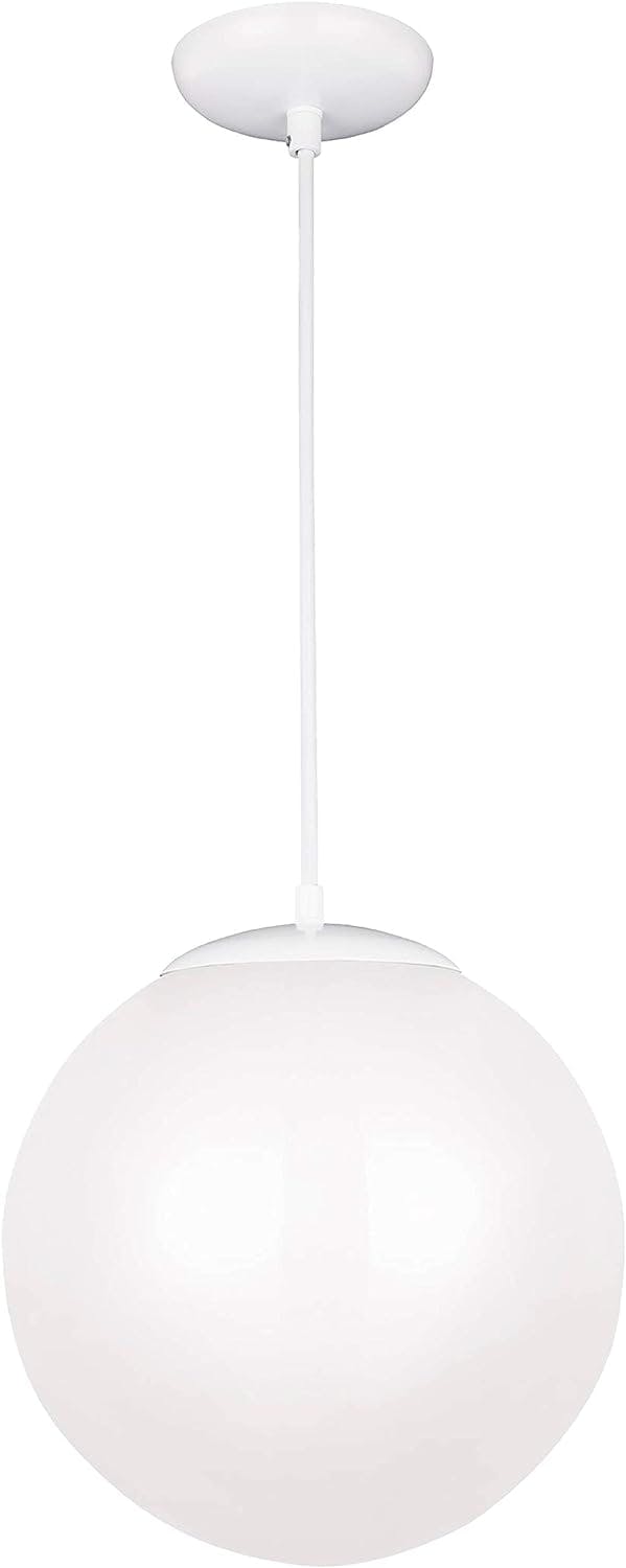 Luminous Globe White Glass 12" Pendant Light with Opal Diffuser