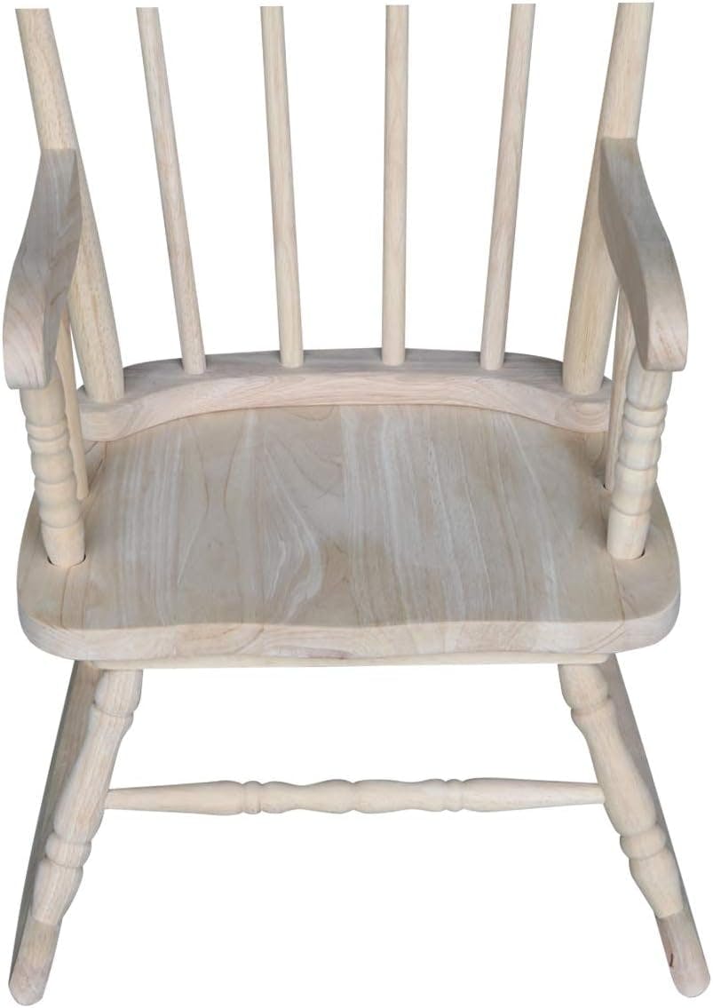 Traditional Unfinished Solid Wood Kids Rocker for Nursery and Playroom