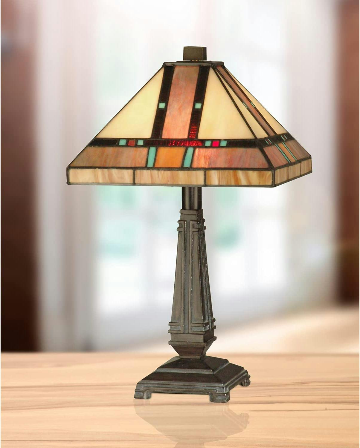 Hyde Park Mission 10" Stained Glass Table Lamp in Bronze