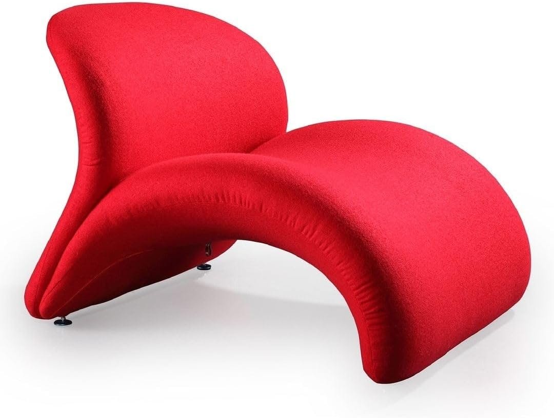 Rosebud Red Geometric Metal Chaise Lounge
