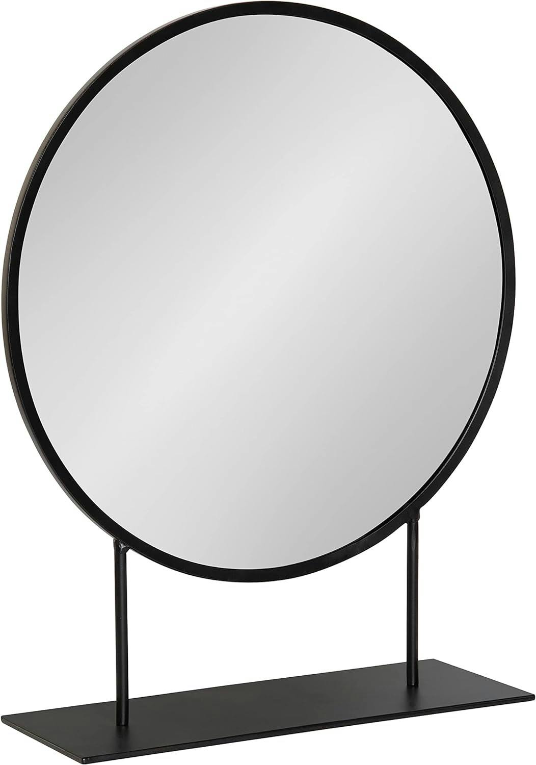 Rouen Modern Glam 18" Round Black Metal Frame Vanity Mirror