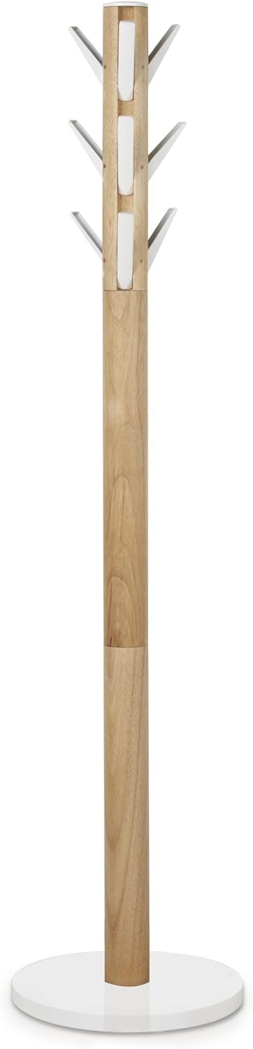 Flapper 9-Hook Natural Solid Wood Freestanding Coat Rack