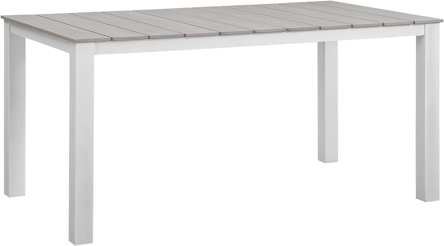 Maine 63" White Light Gray Aluminum Outdoor Dining Table