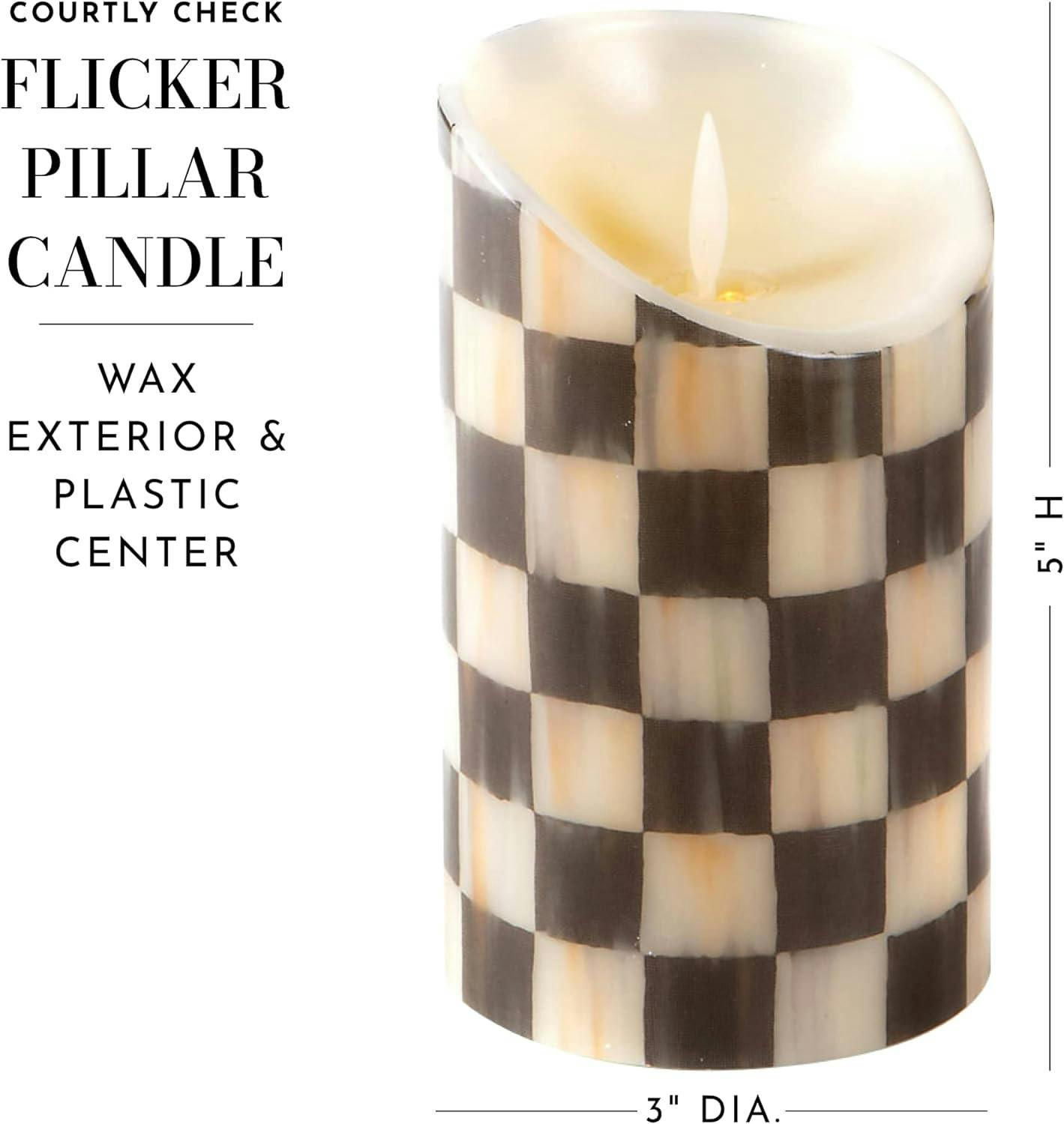 Courtly Check 5" Royal Flicker Flameless Pillar Candle with Remote