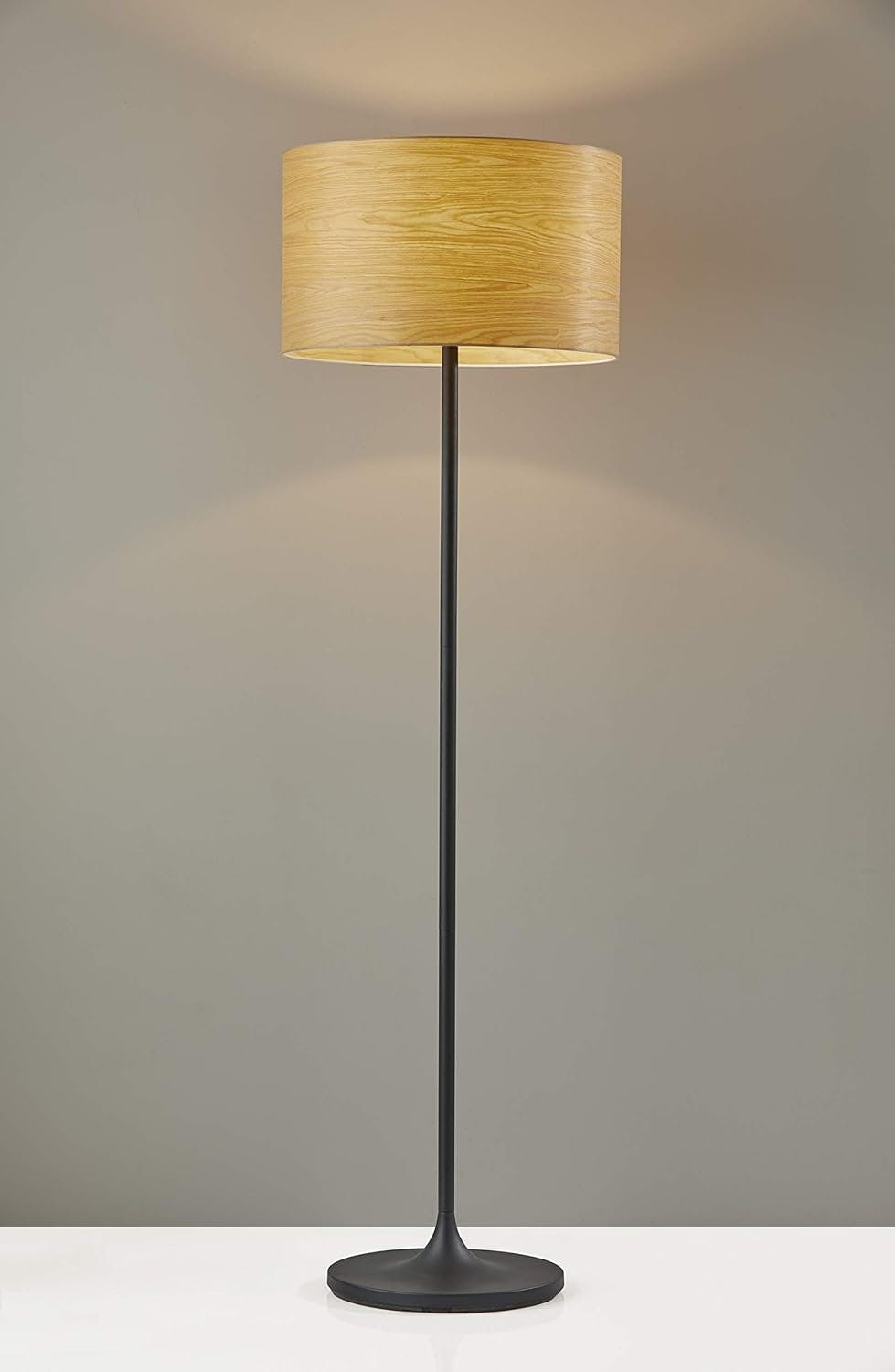 Oslo Matte Black and Cherry Wood Scandinavian Floor Lamp