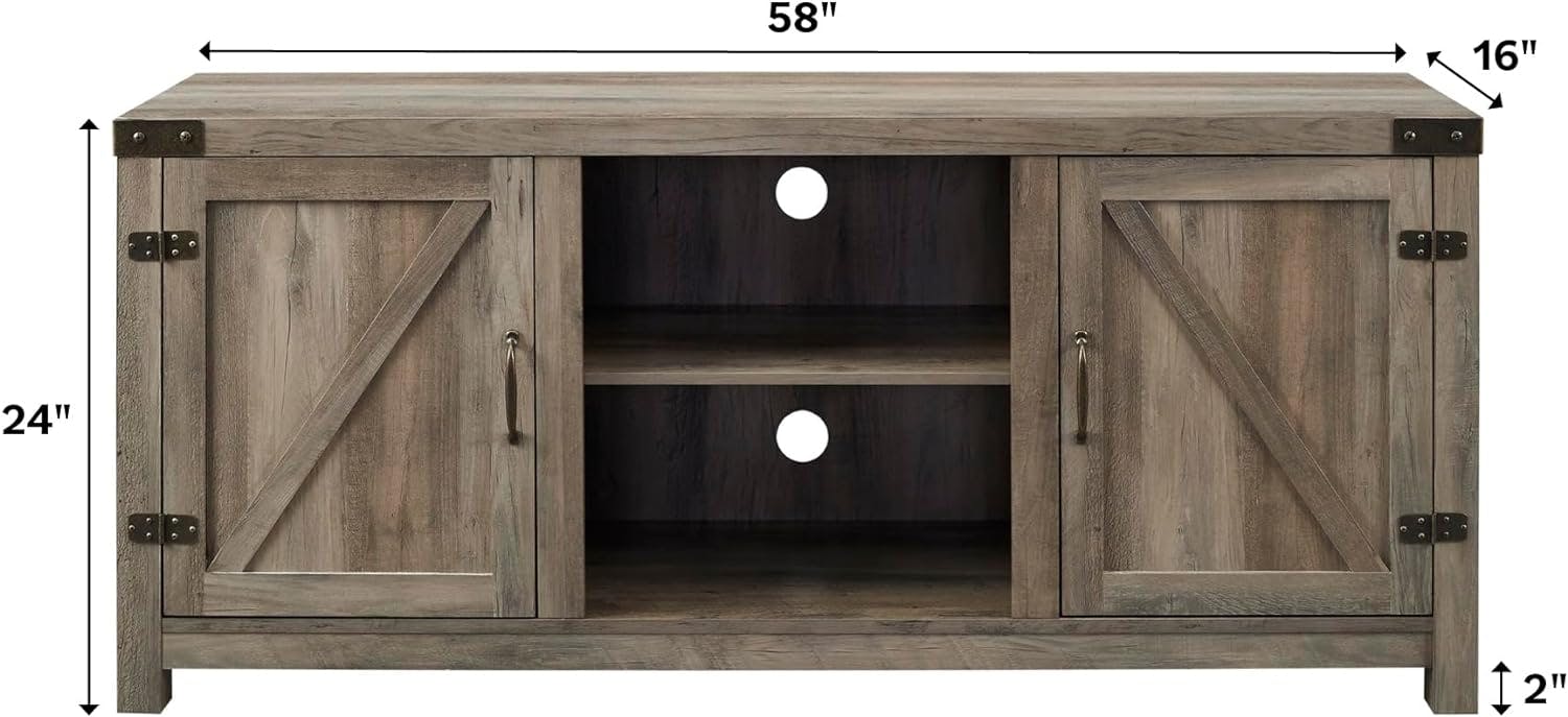 Walker Edison Classic White Oak 58" TV Stand with Cabinet