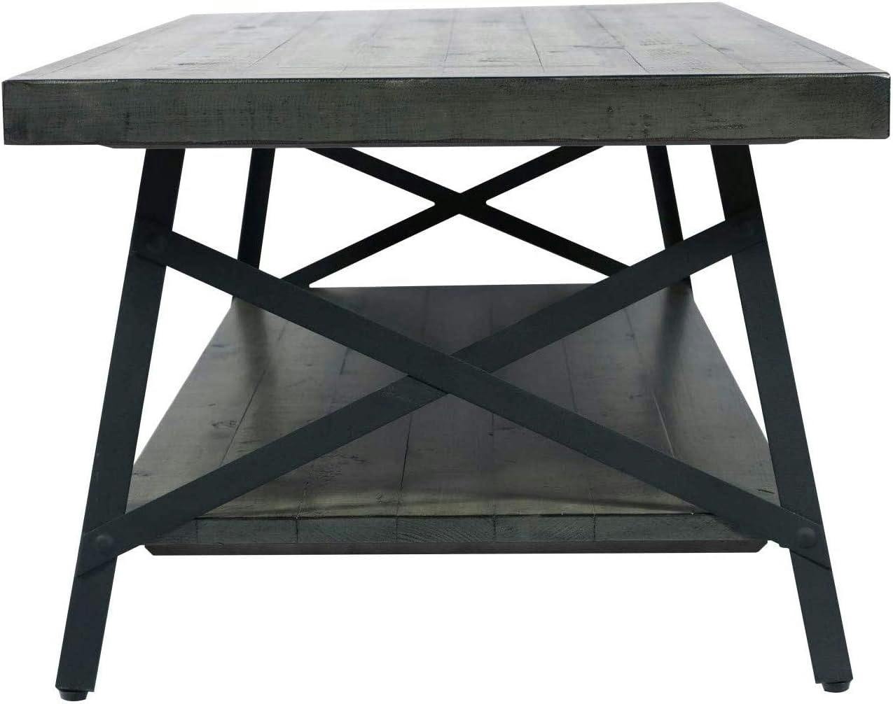 Emerald Chandler Antique Gray 48" Rustic Steel-Legged Coffee Table
