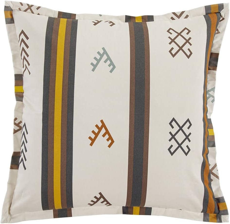 Toluca Desert Geometric 27" Cotton Euro Sham with Embroidered Accents