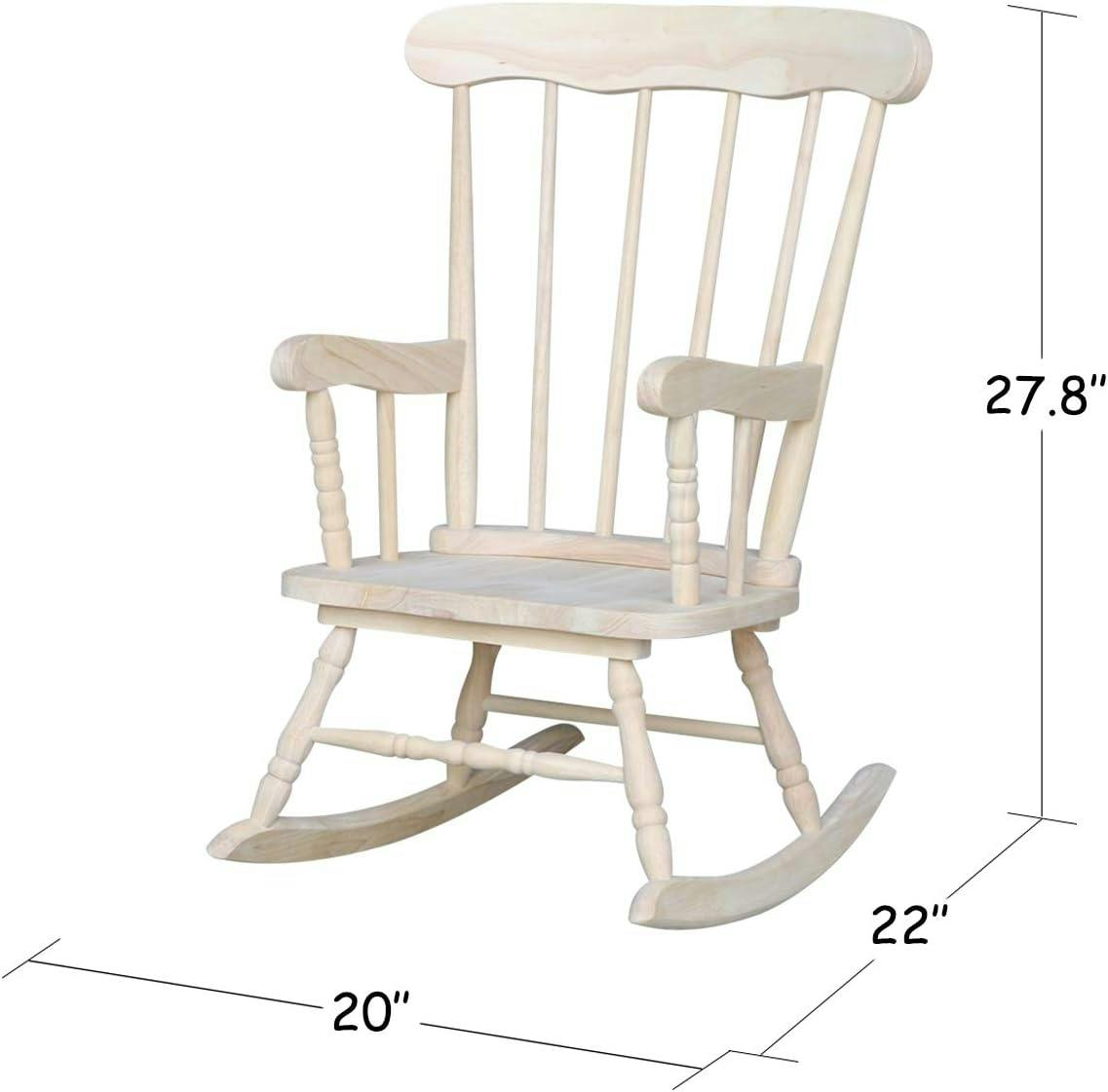 Traditional Unfinished Solid Wood Kids Rocker for Nursery and Playroom