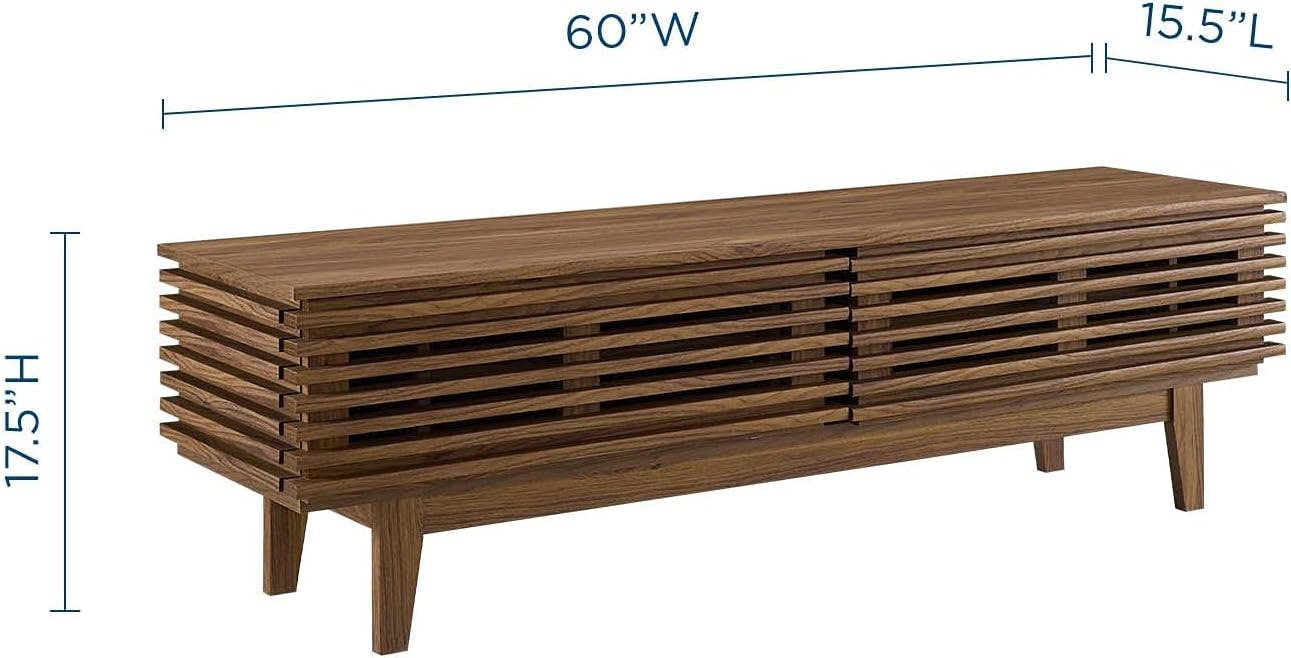Render 60" Mid-Century Walnut TV Stand with Cabinet