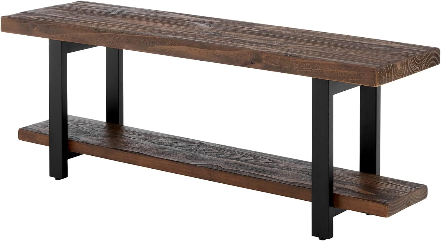 Pomona Rustic Industrial Solid Pine and Metal Bench with Storage