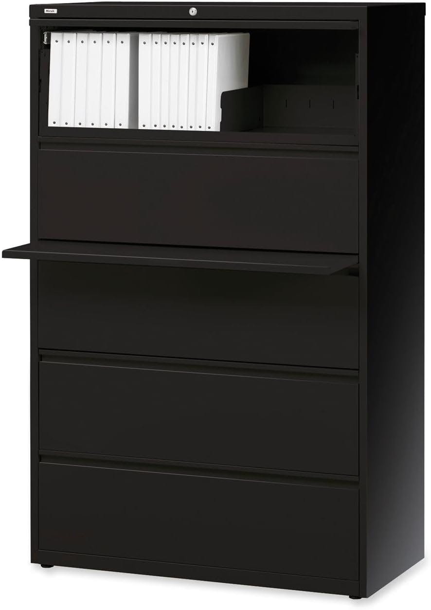 Essential 42'' Black Steel 5-Drawer Legal Size Lateral File Cabinet