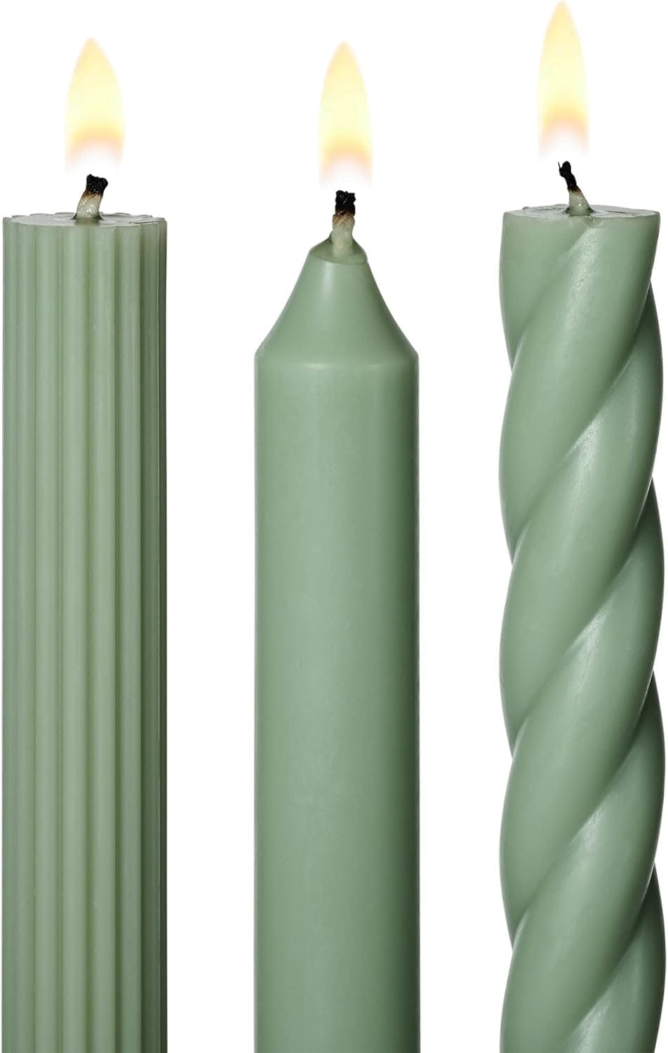 ILLUME Beautifully Done Sage Green Unscented Taper Candles 3-Pack