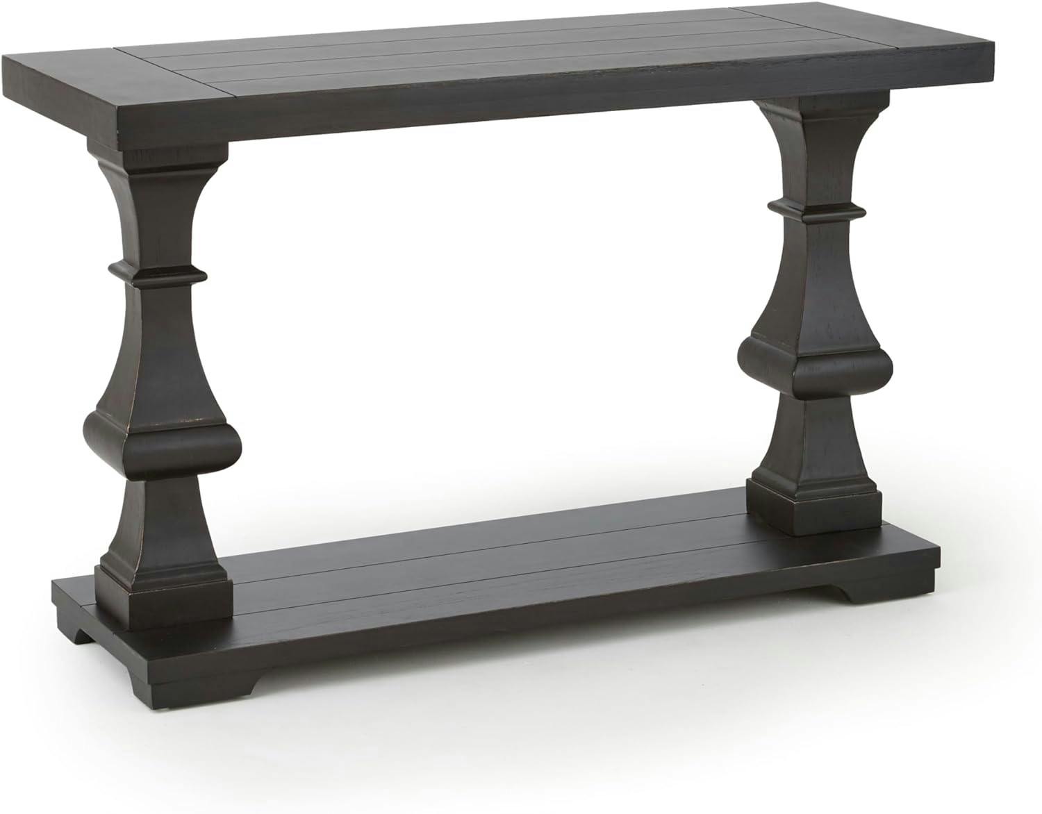 Dory Ebony Plank-Top Double Pedestal Sofa Table
