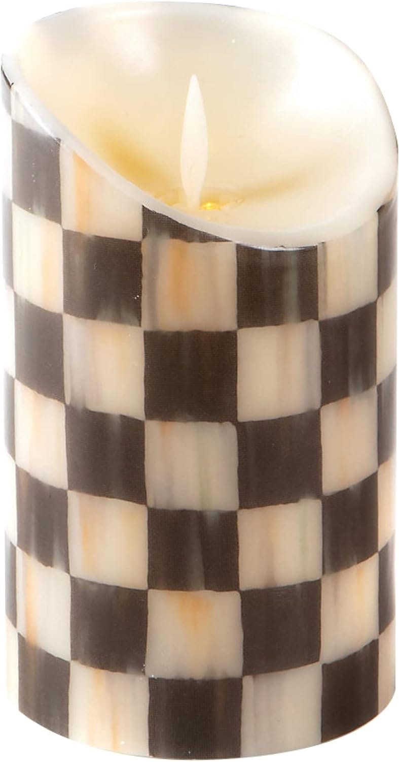 Courtly Check 5" Royal Flicker Flameless Pillar Candle with Remote