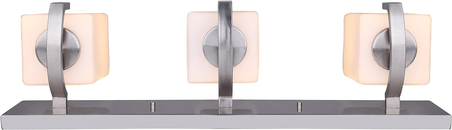 Palmer Contemporary Brushed Nickel 3-Light Vanity with White Opal Glass