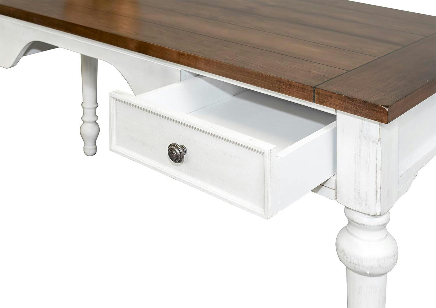 Durham 60'' Traditional White and Cherry Home Office Desk with Drawers