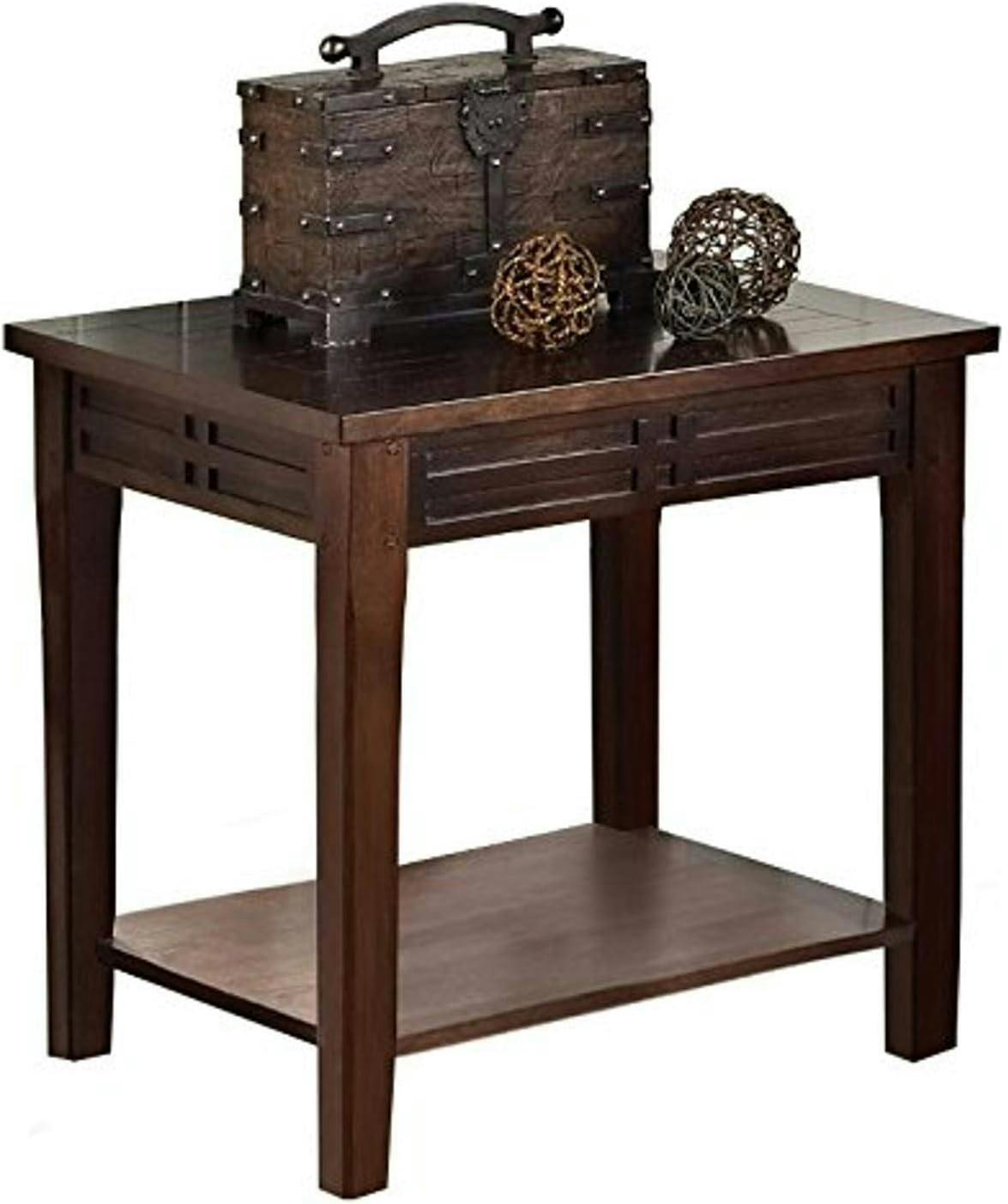 Crestline Transitional Brown Wood End Table with Storage
