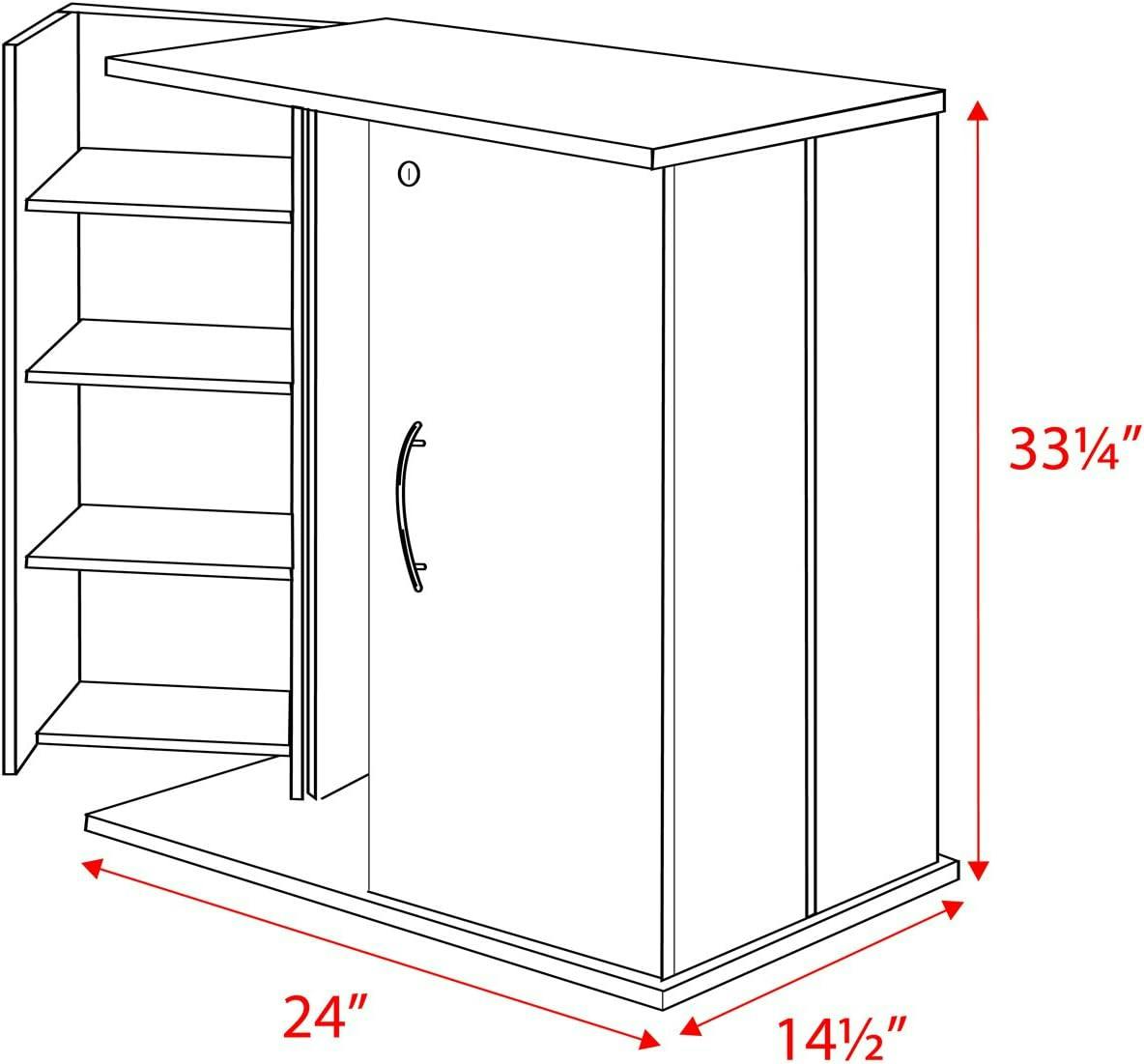 Adjustable Black Locking Media Storage Cabinet with Nickel Handles
